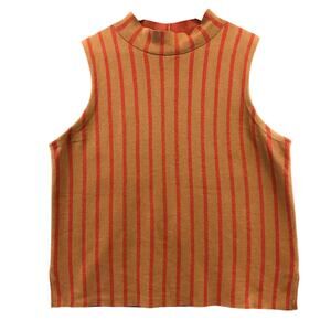 MOTH Anthropologie tan and red stripe mock neck top XL